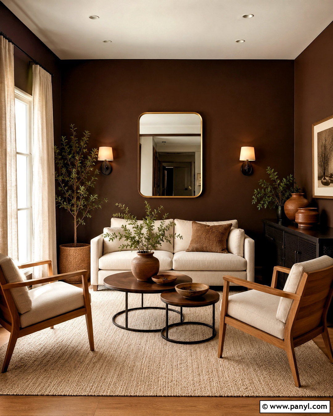 Dark Brown Small Living Room With Light Wood - 20 dark brown room ideas