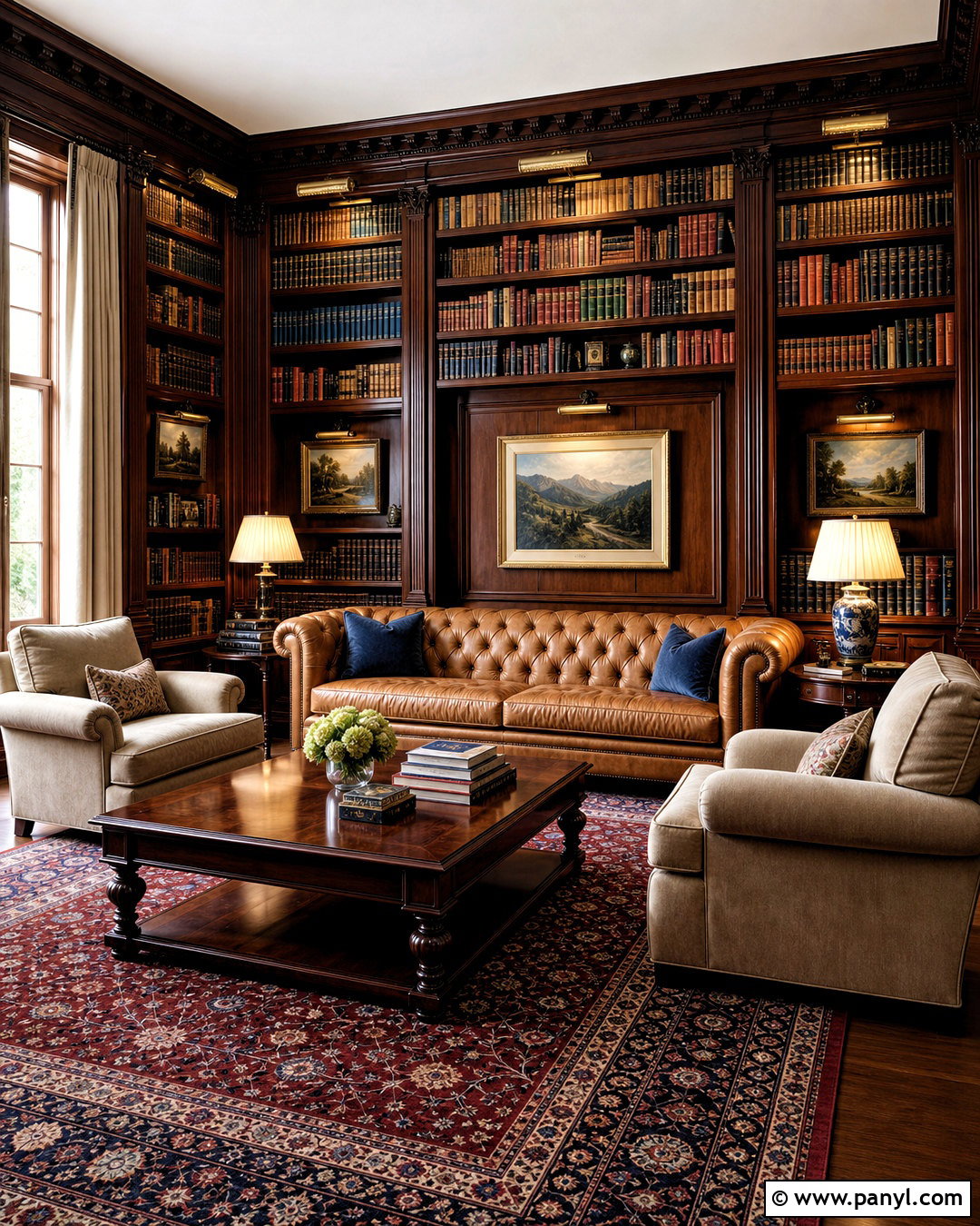 Dark Brown Traditional Library - 20 dark brown interior design ideas