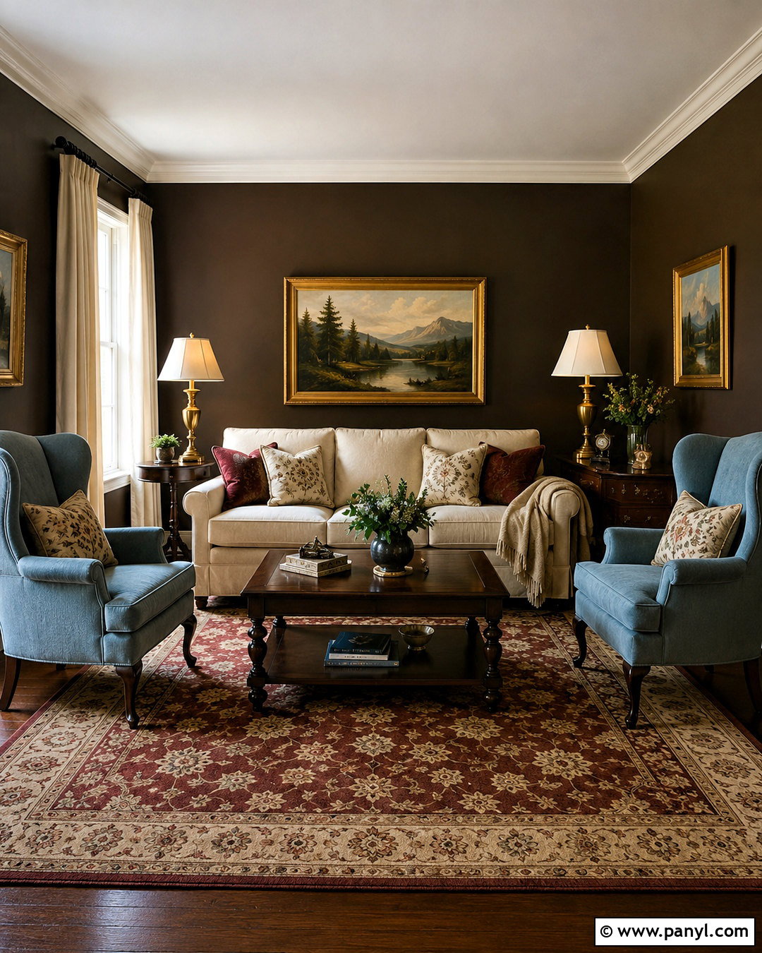 Dark Brown Traditional Living Room - 40 Dark Brown Walls
