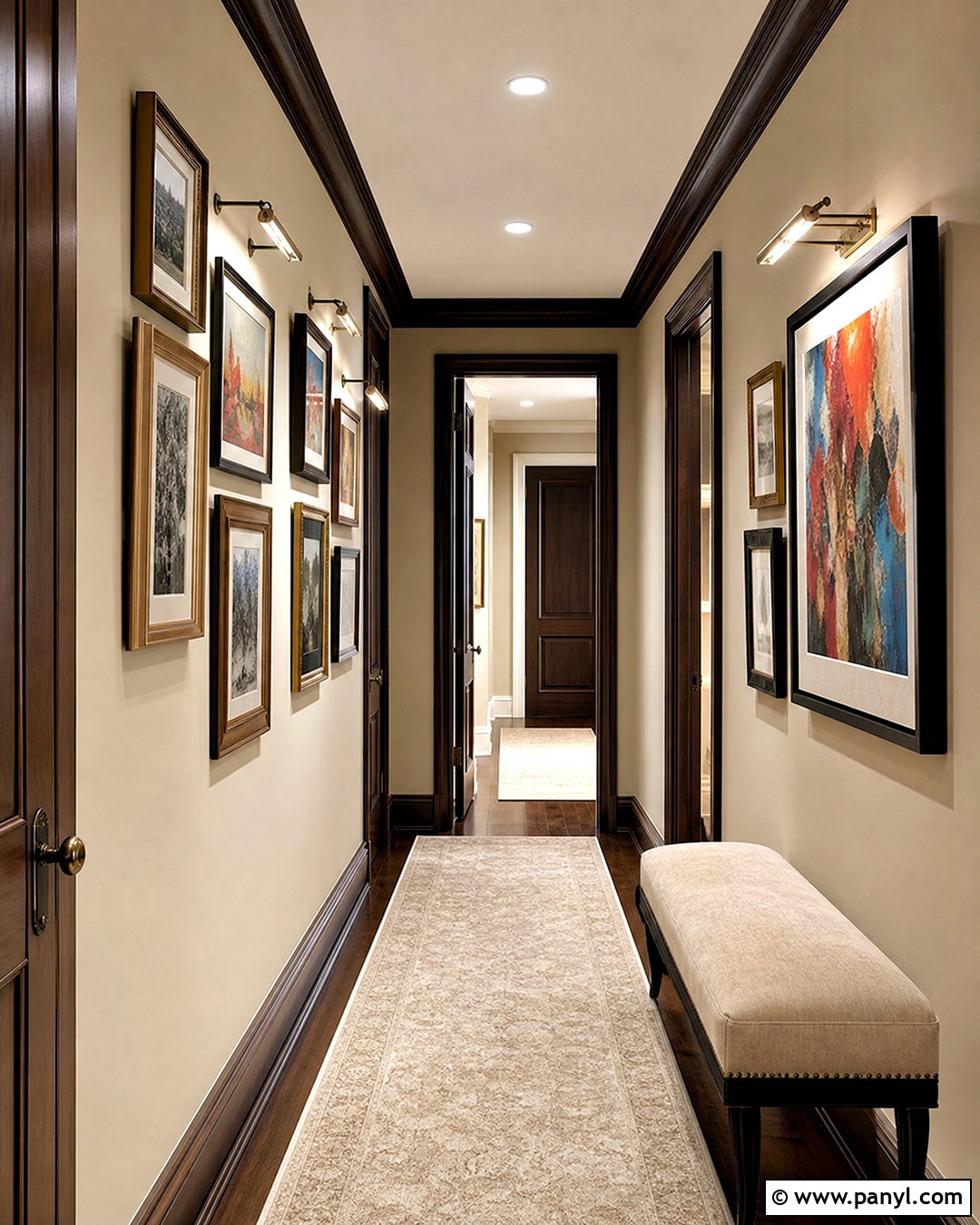 Dark Brown Trim Hallway Gallery Wall - 20 dark brown trim interior ideas