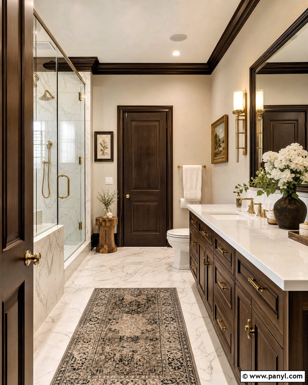 Dark Brown Trim Marble Bathroom - 20 dark brown trim interior ideas