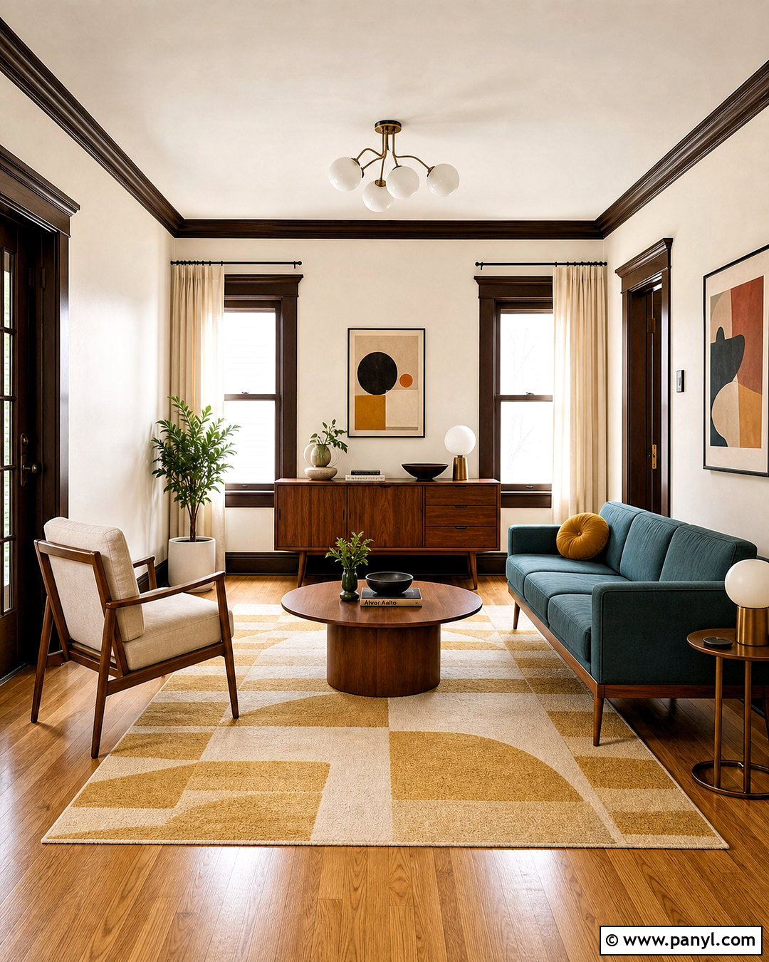 Dark Brown Trim Midcentury Living Room - 20 dark brown trim interior ideas