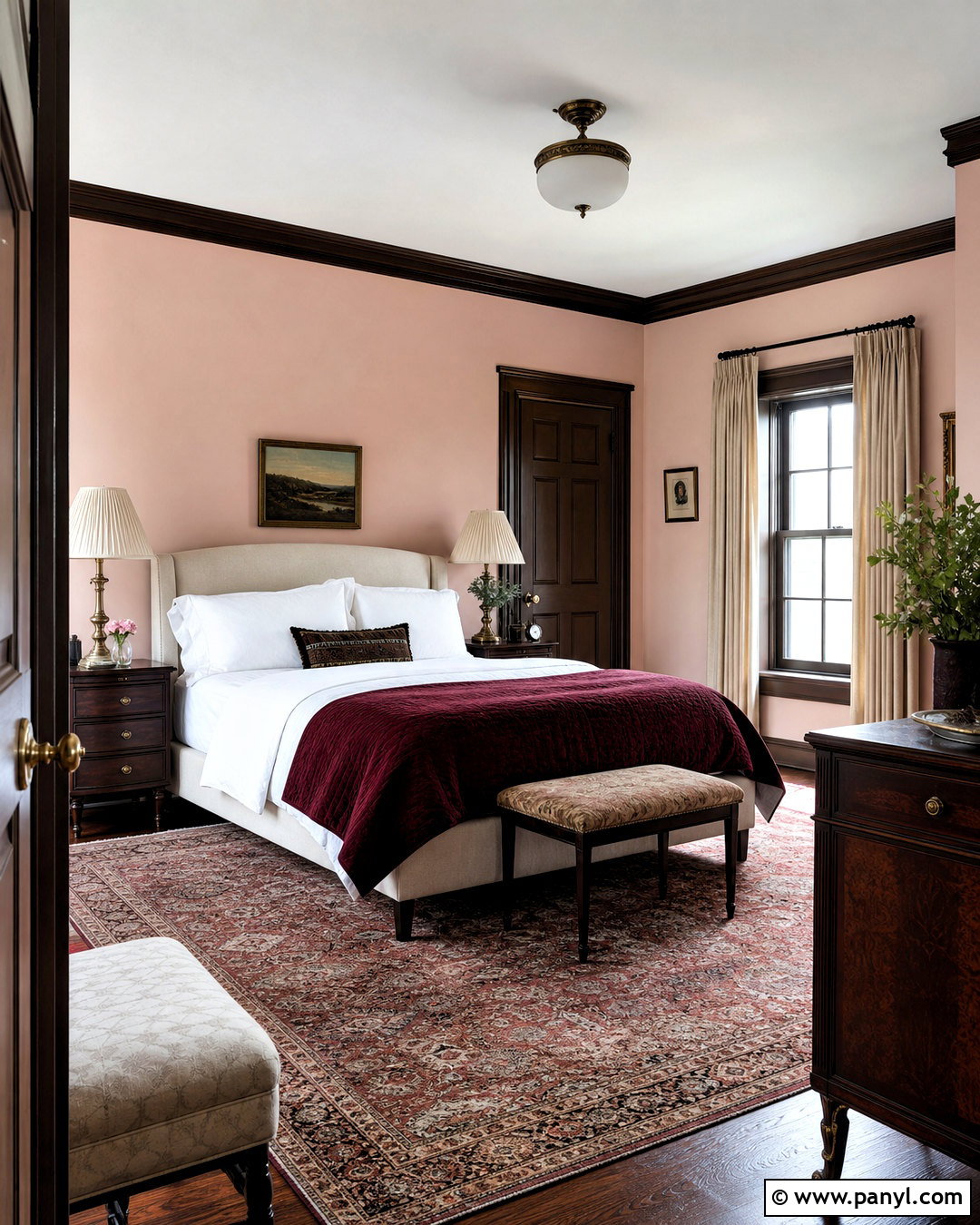 Dark Brown Trim With Dusty Pink Walls - 20 dark brown trim interior ideas