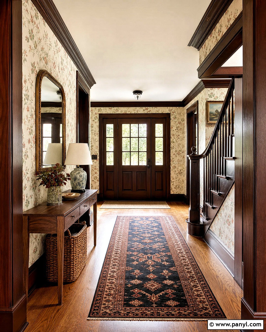 Dark Brown Trim With Floral Wallpaper - 20 dark brown trim interior ideas