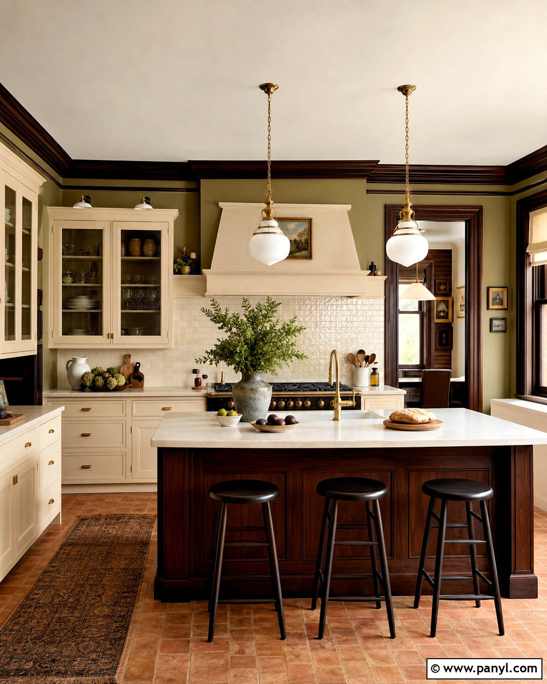 Dark Brown Trim With Olive Green Walls - 20 dark brown trim interior ideas