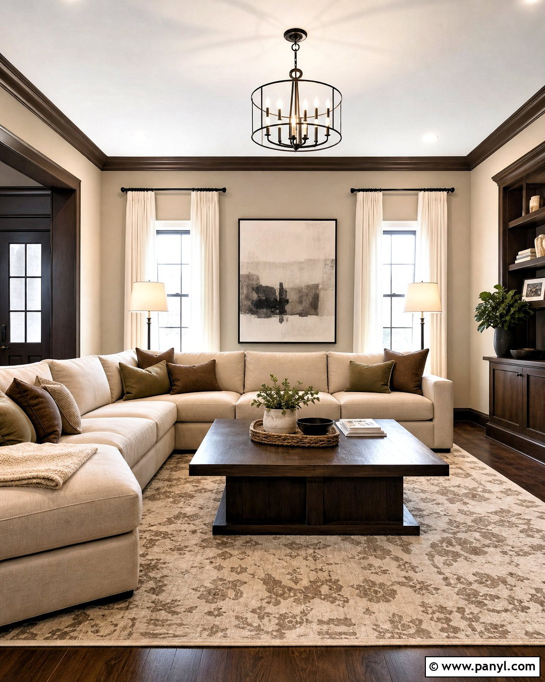 Dark Brown Trim With Warm Greige Walls - 20 dark brown trim interior ideas