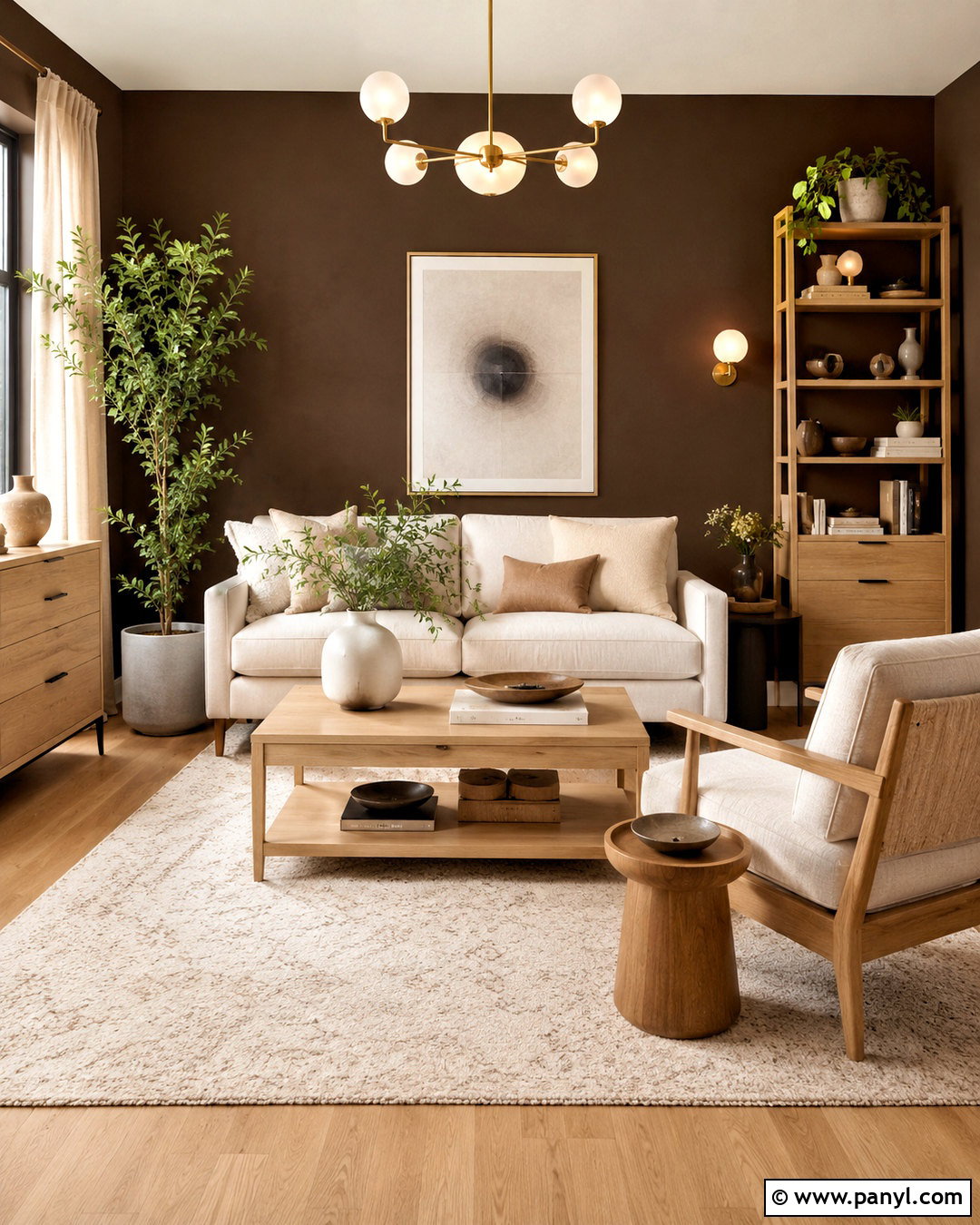 Dark Brown Walls With Light Wood Furniture - 40 Dark Brown Walls