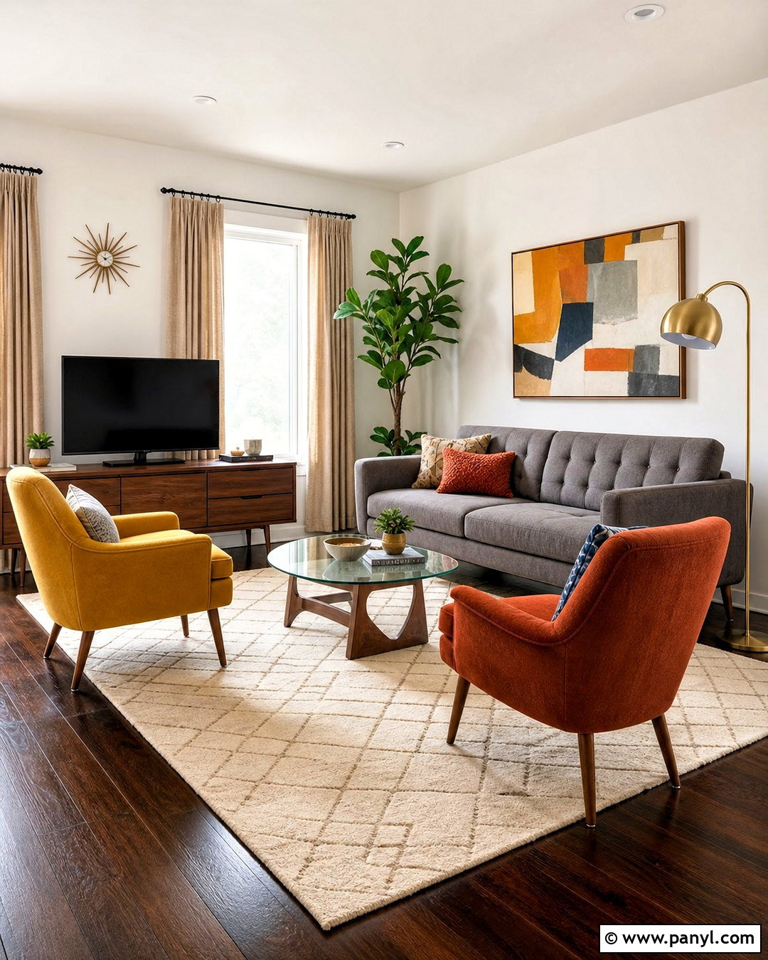 Dark Brown Wood Floors Midcentury Living Room - 20 dark brown wood floors living rooms
