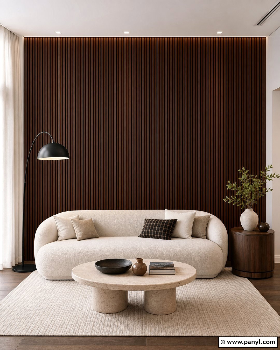 Dark Brown Wood Slat Accent Wall - 35 Dark Brown Accent Wall Ideas