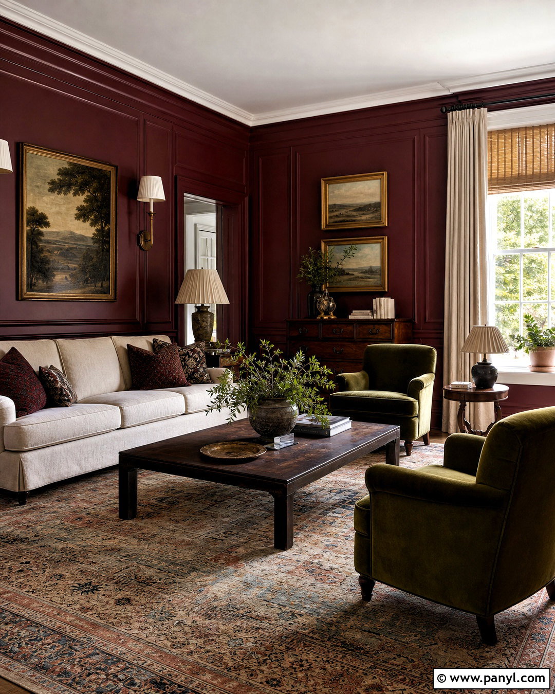 Dark Burgundy Living Room - 20 dark paint living room ideas