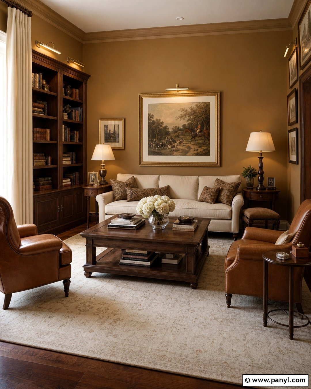 Dark Camel Walls With Ivory Decor - 25 Camel Wall Color Ideas