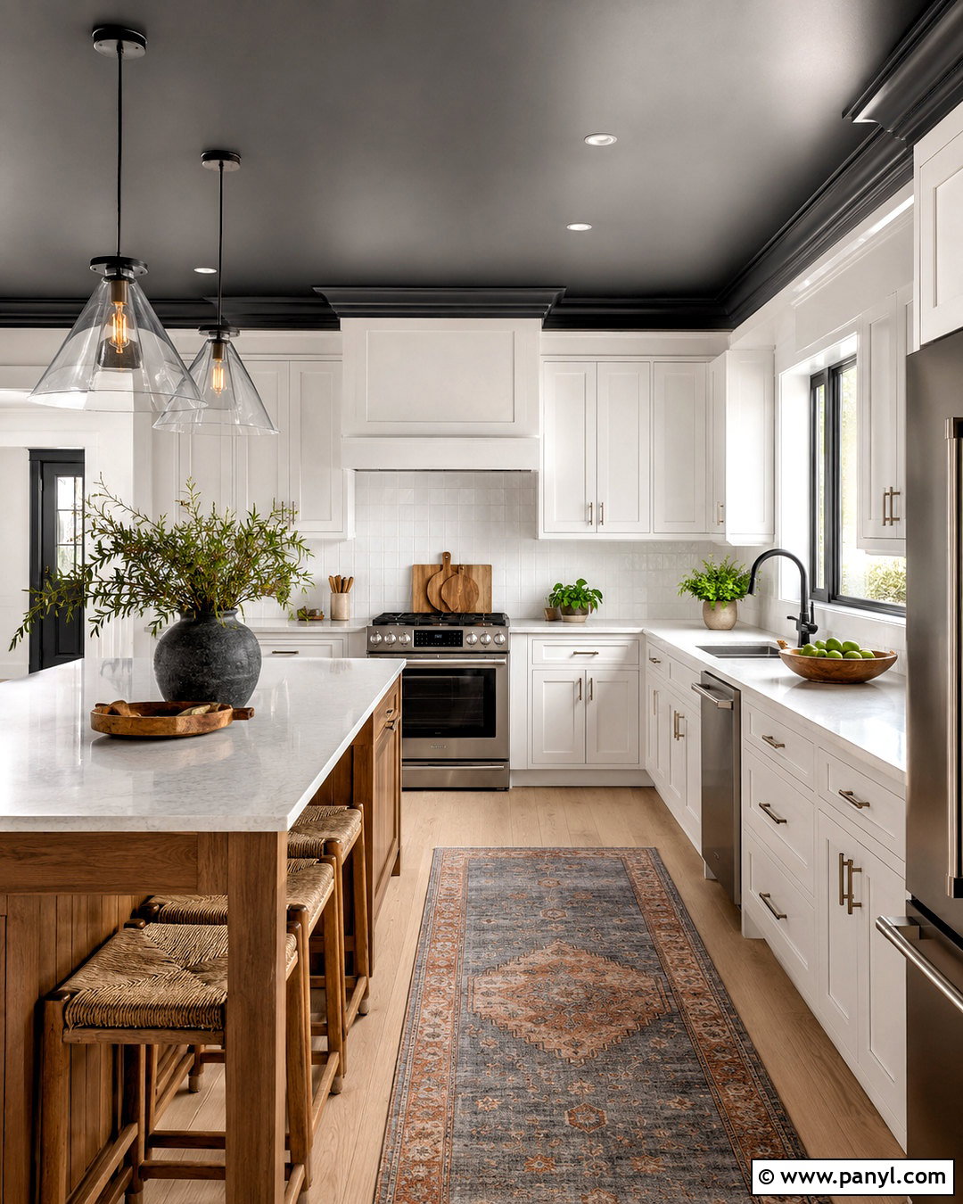Dark Ceiling White Kitchen - 20 dark painted ceiling ideas