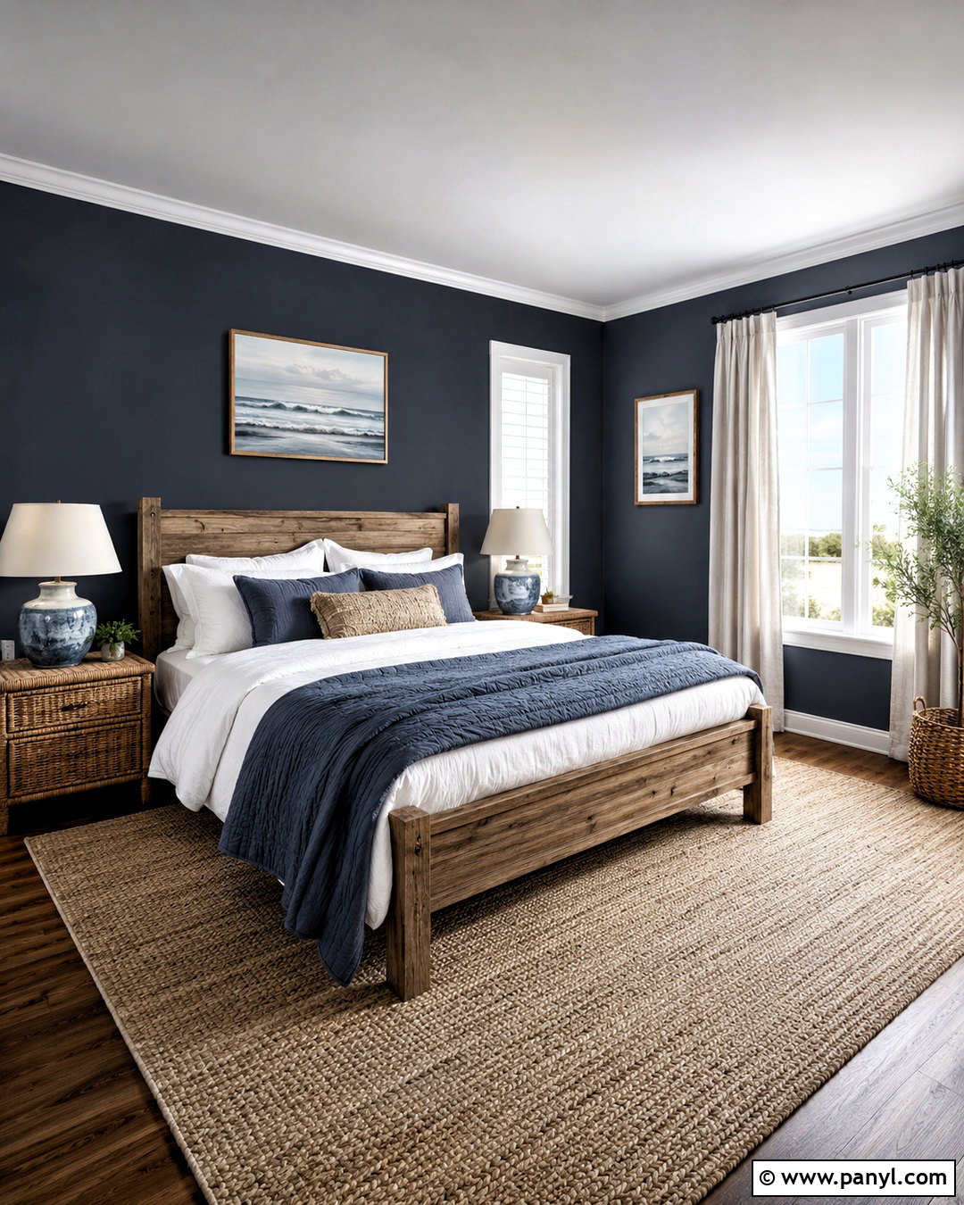 Dark Charcoal Bedroom With Coastal Decor - 20 dark painted bedrooms