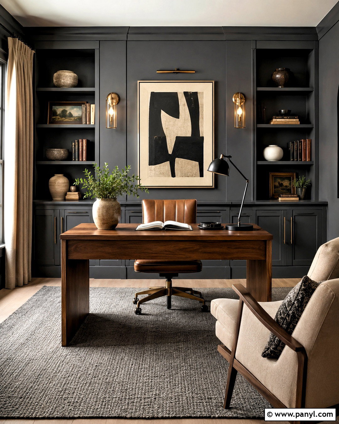 Dark Charcoal Home Office - 20 dark interiors