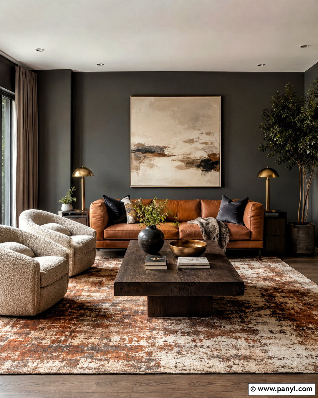 Dark Charcoal Living Room - 20 dark moody interior design ideas