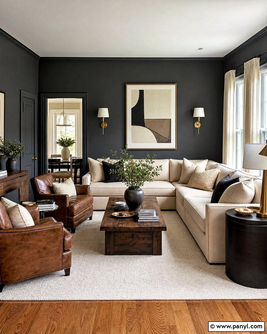 Dark Charcoal Living Room - 20 dark paint living room ideas