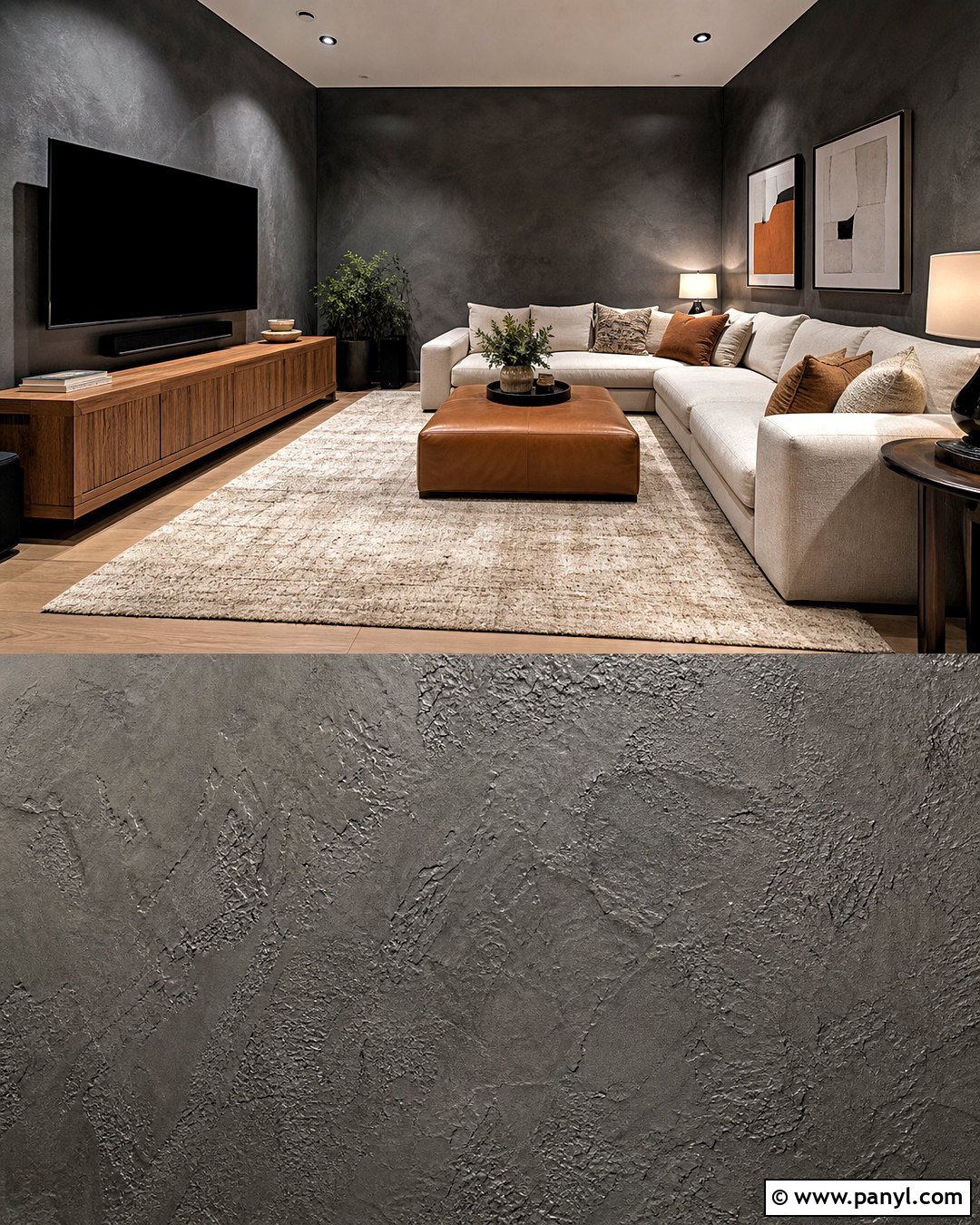 Dark Charcoal Plaster Textured Wall - 20 modern textured walls