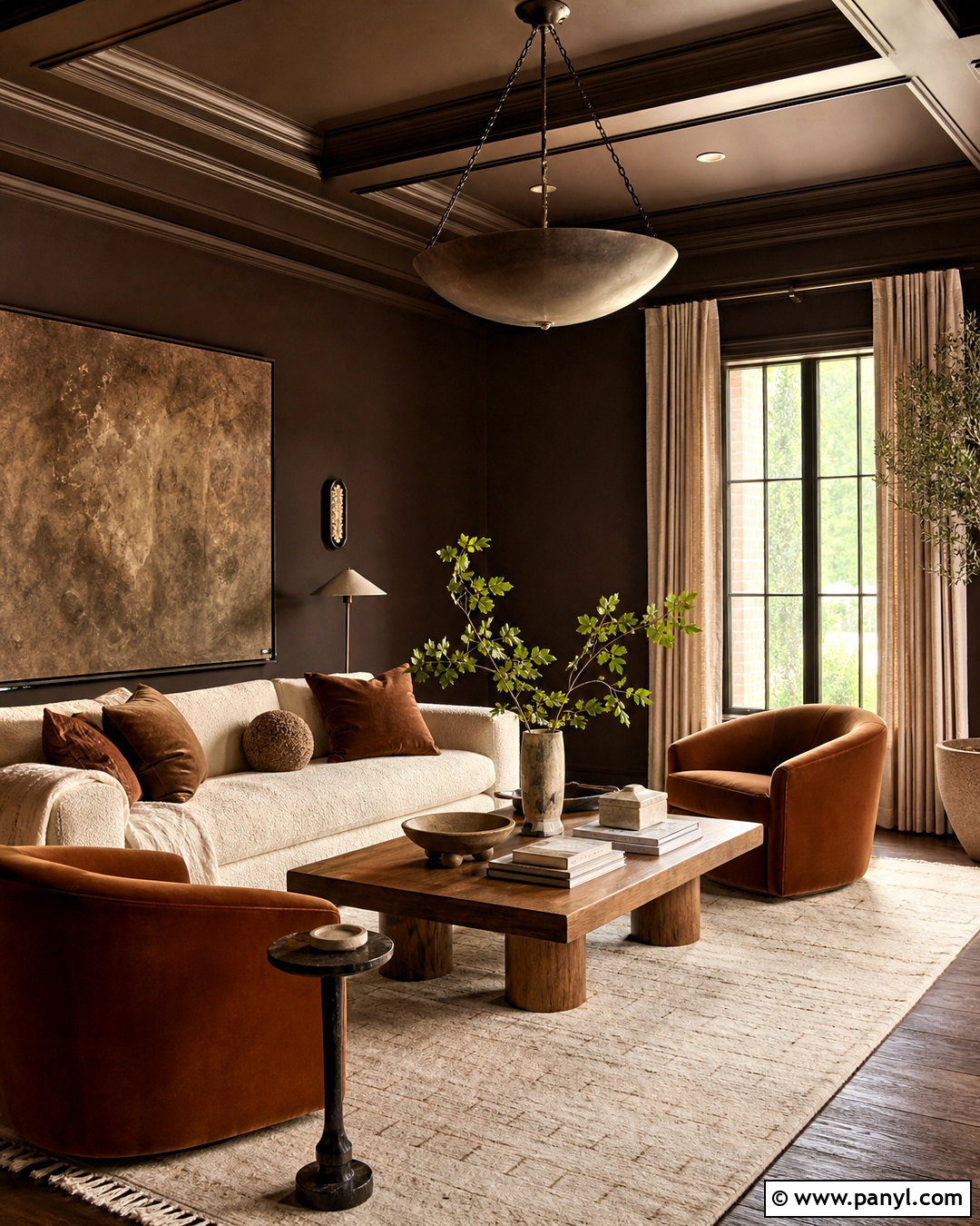 Dark Chocolate Brown Living Room - 20 dark paint living room ideas