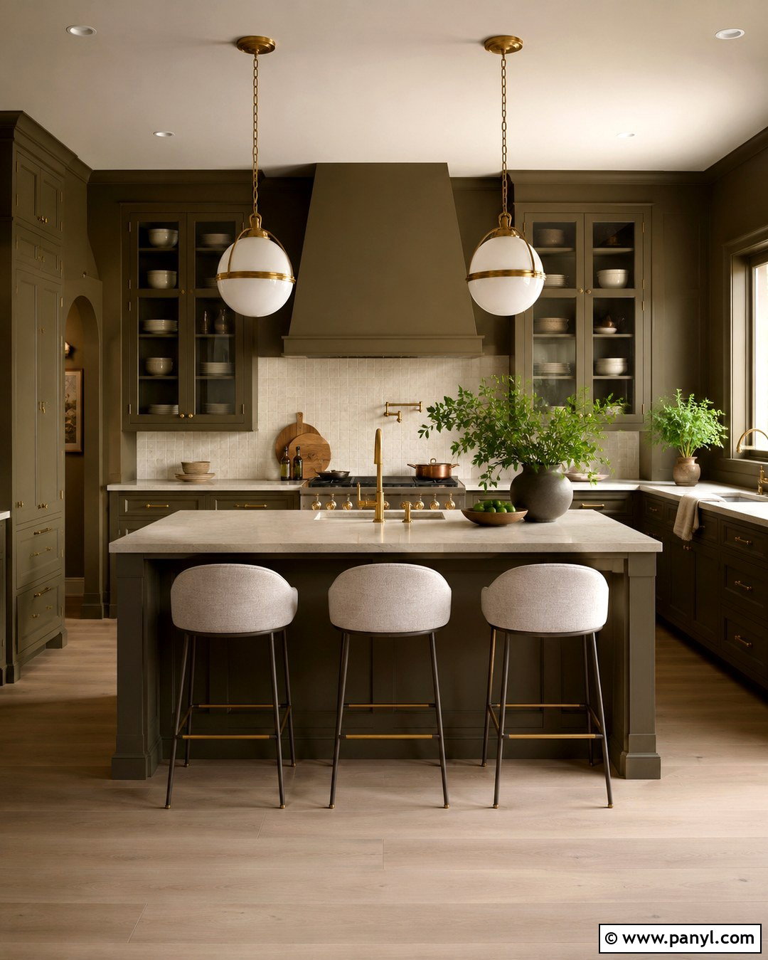 Dark Color-Drenched Kitchen Wall And Cabinets - 20 dark wall in kitchen ideas
