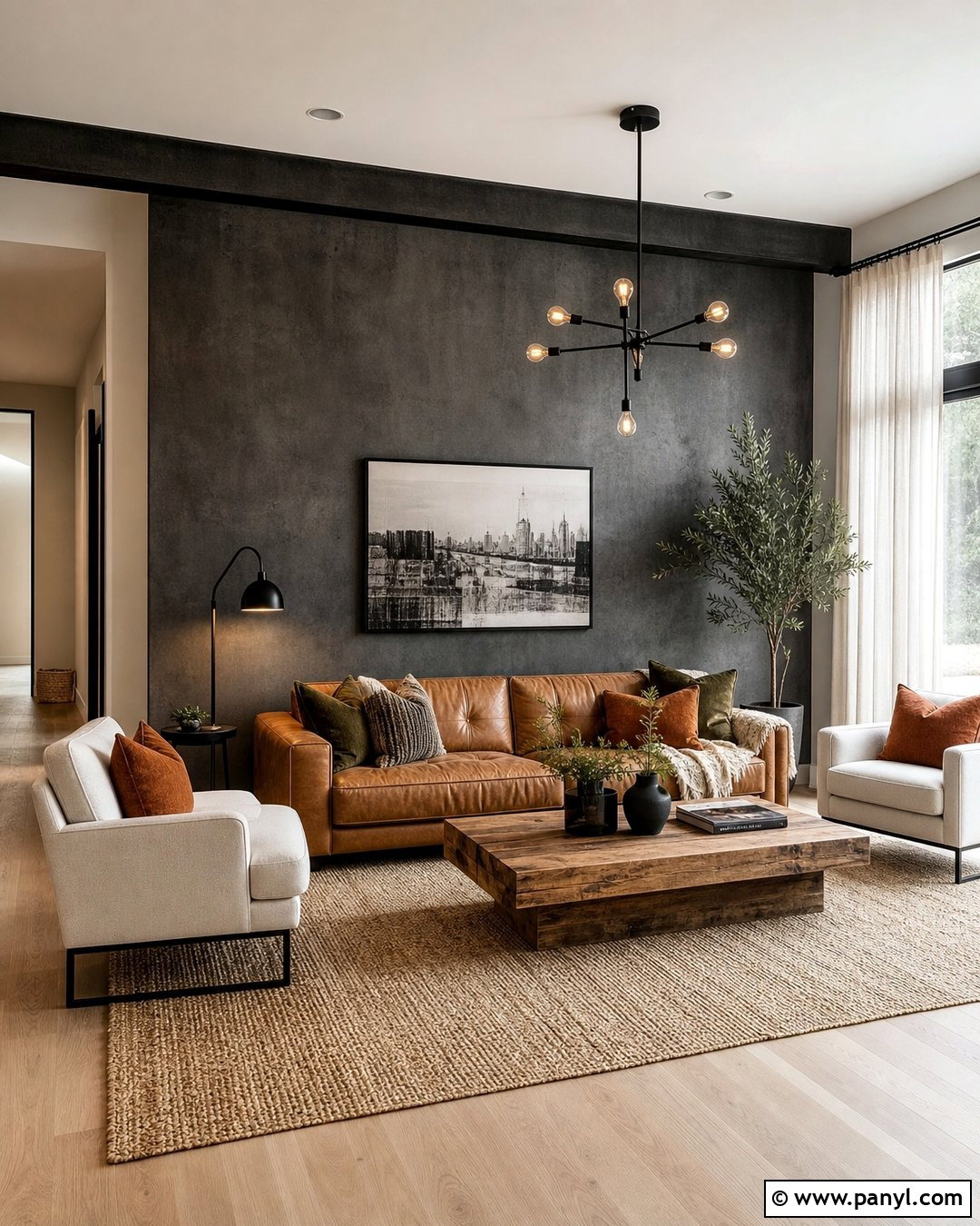 Dark Concrete Accent Wall - 20 Paint Color That Looks Like Concrete Ideas