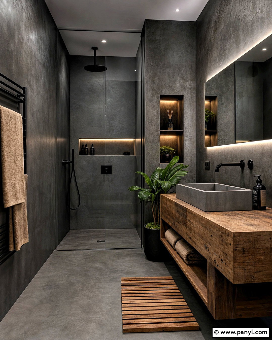 Dark Concrete Bathroom - 20 dark moody bathroom ideas