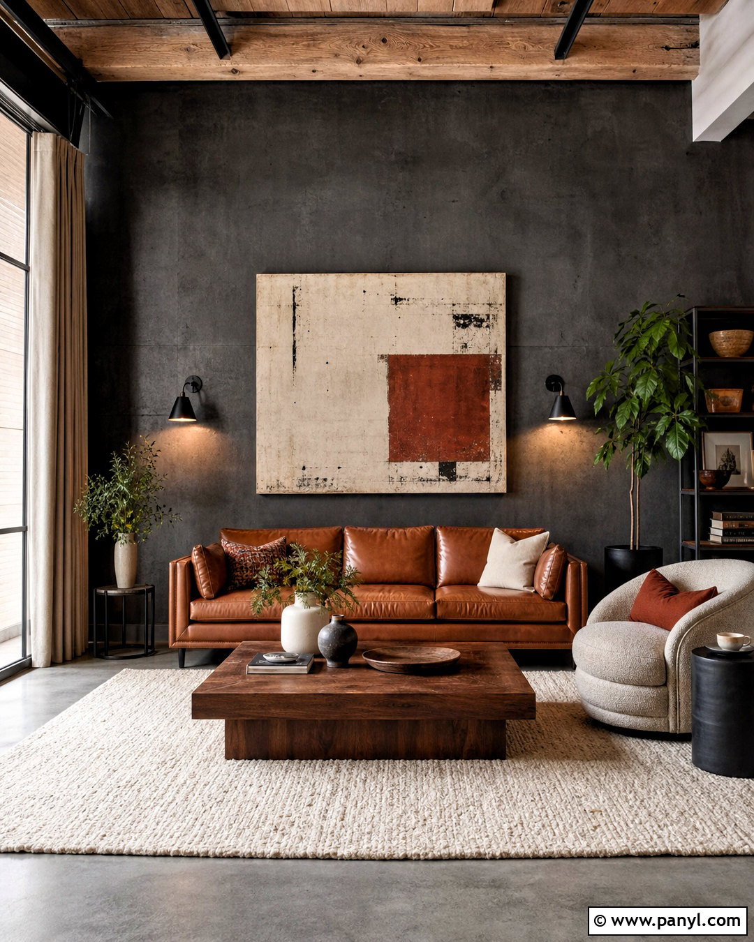Dark Concrete Feature Wall - 20 dark feature wall ideas