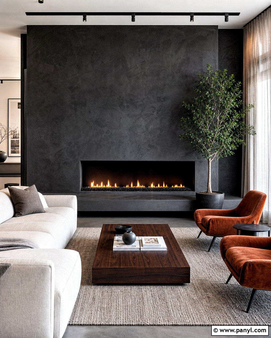 Dark Concrete Fireplace Wall - 20 dark fireplace wall ideas