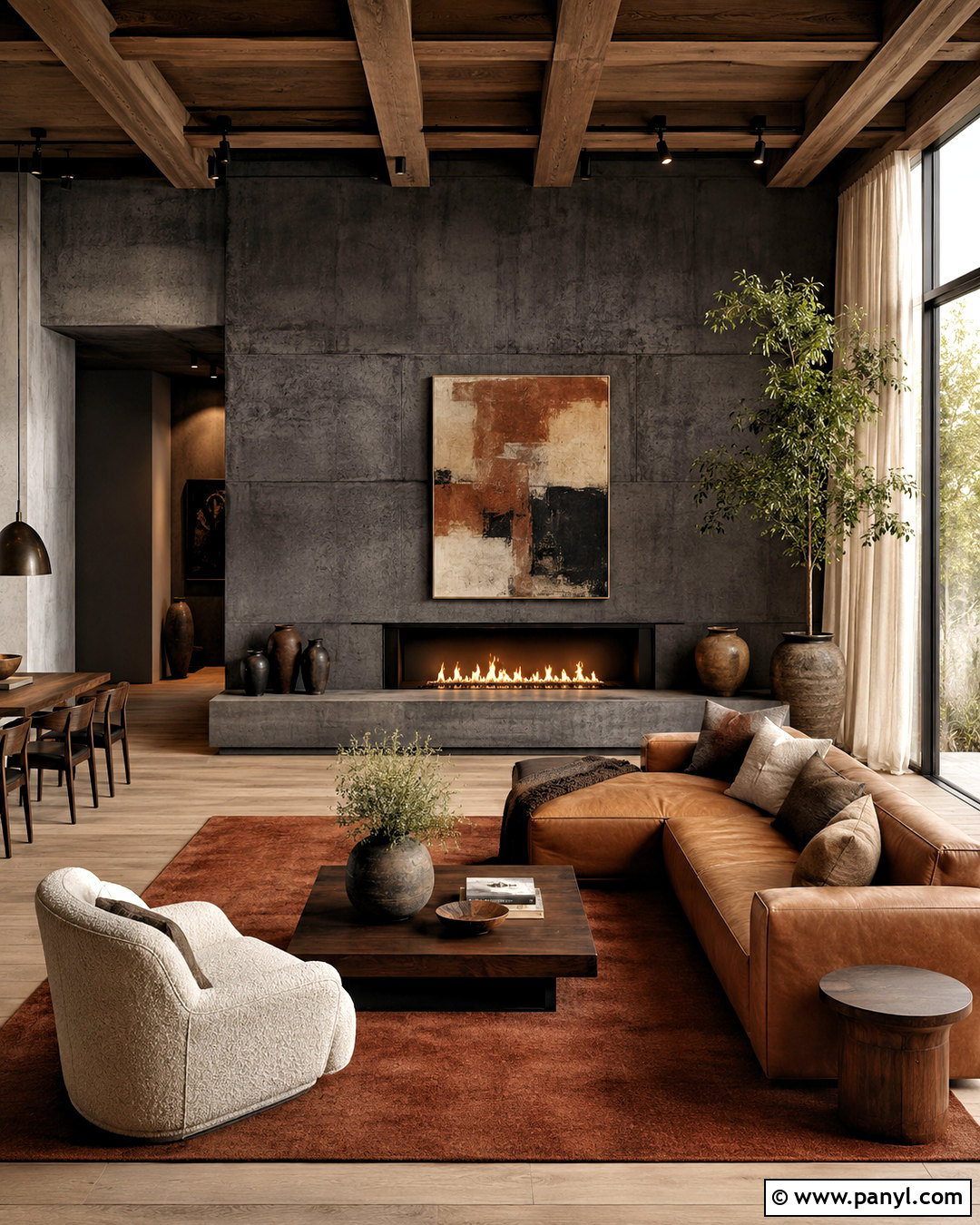 Dark Concrete Fireplace - 20 moody fireplace ideas