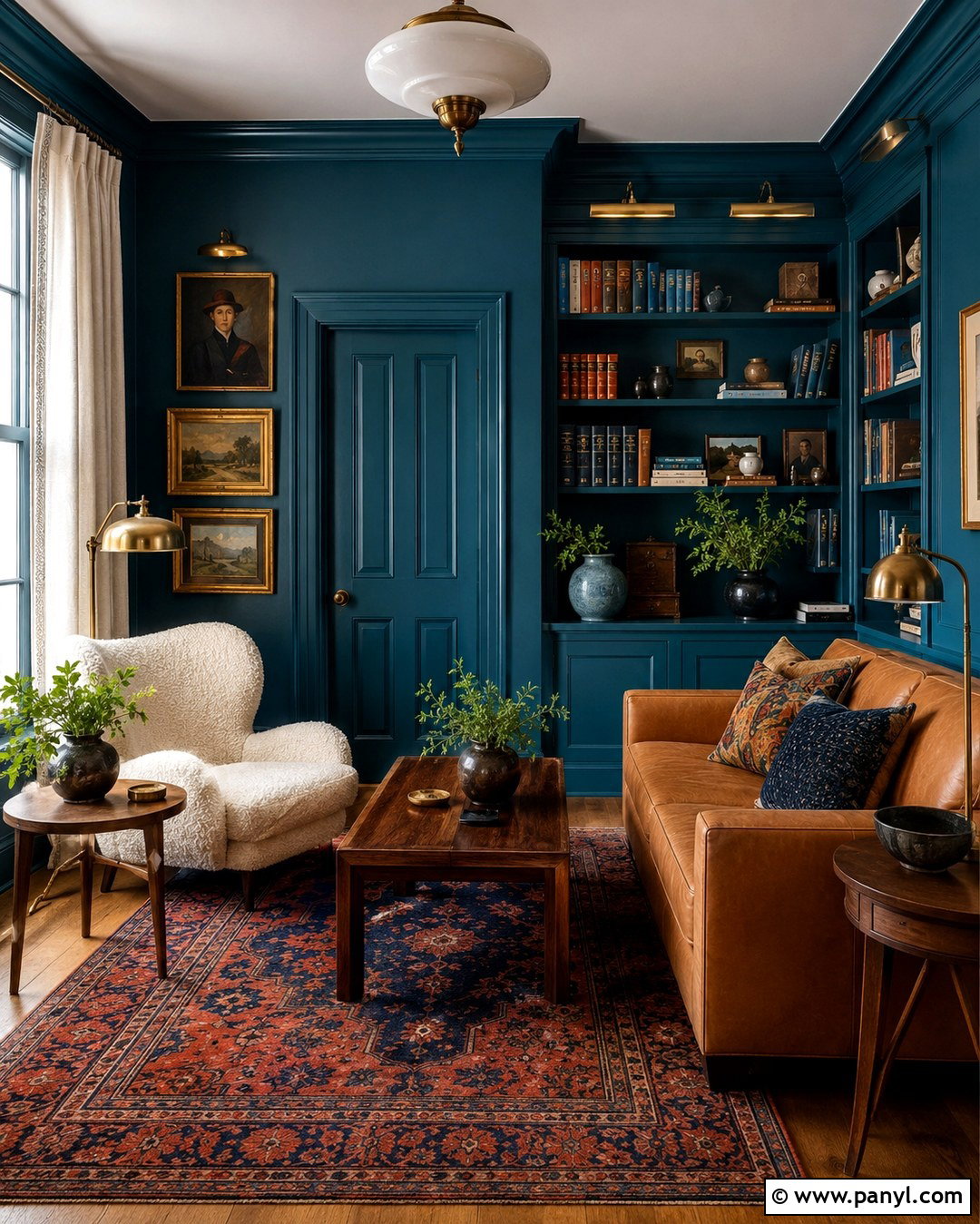 Dark Cyan Color-Drenched Room - 20 Cyan Wall Color Ideas