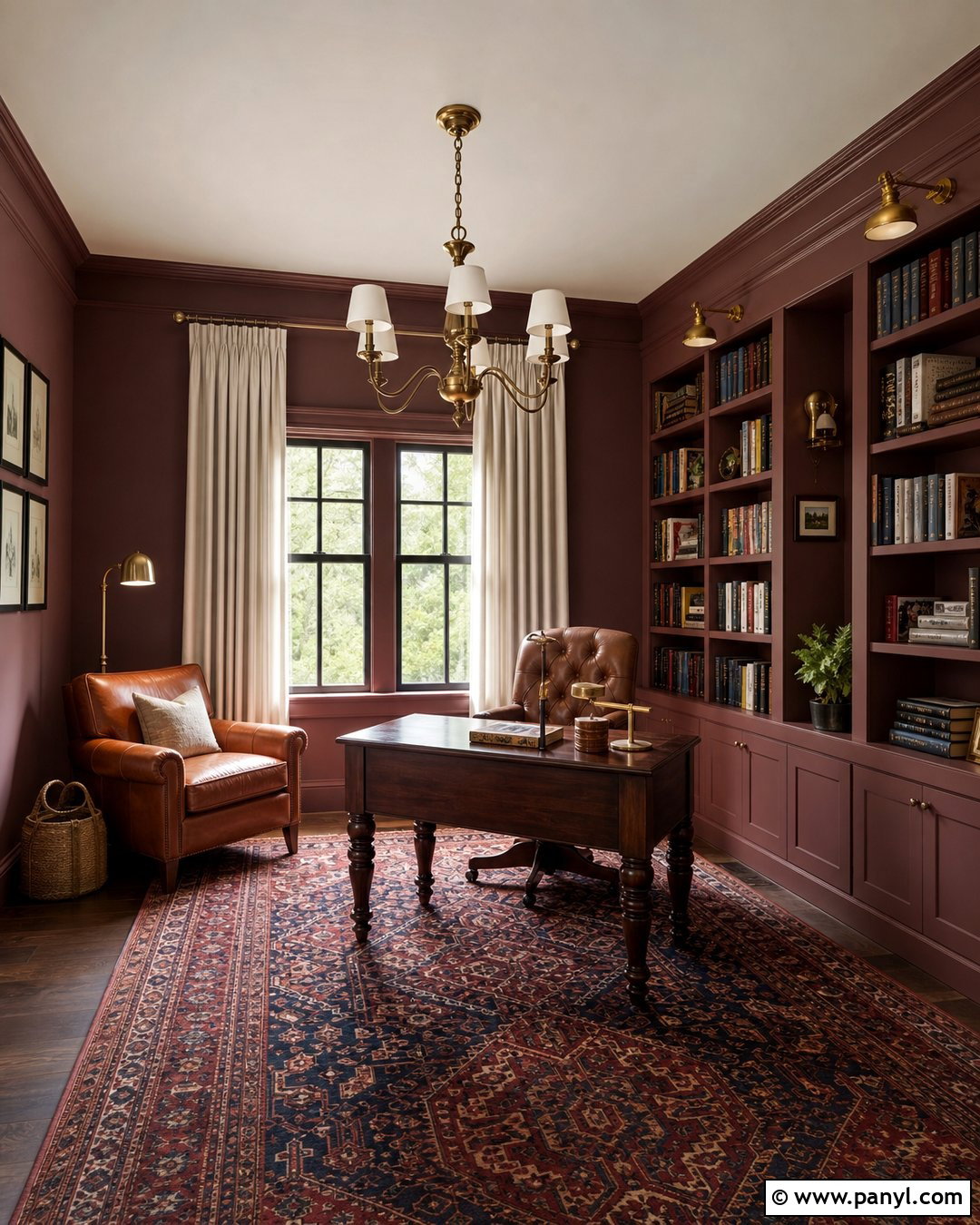 Dark Dusty Rose Home Library - 25 Dusty Rose Wall Color Ideas