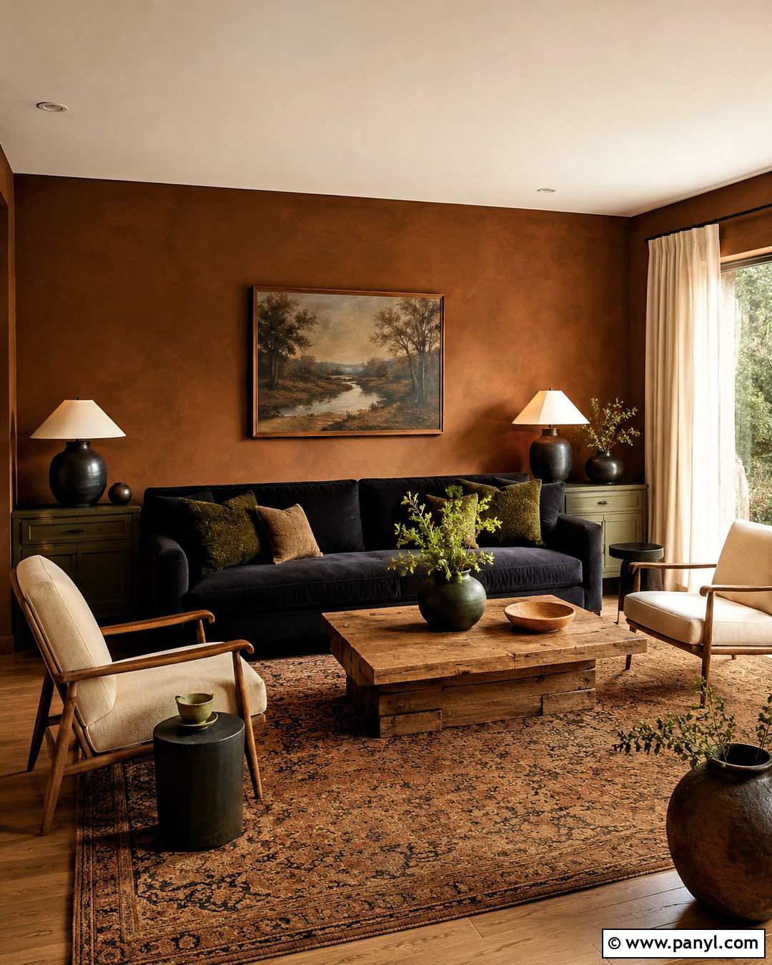 Dark Earthy Living Room With Black Sofa - 20 dark earthy living room ideas