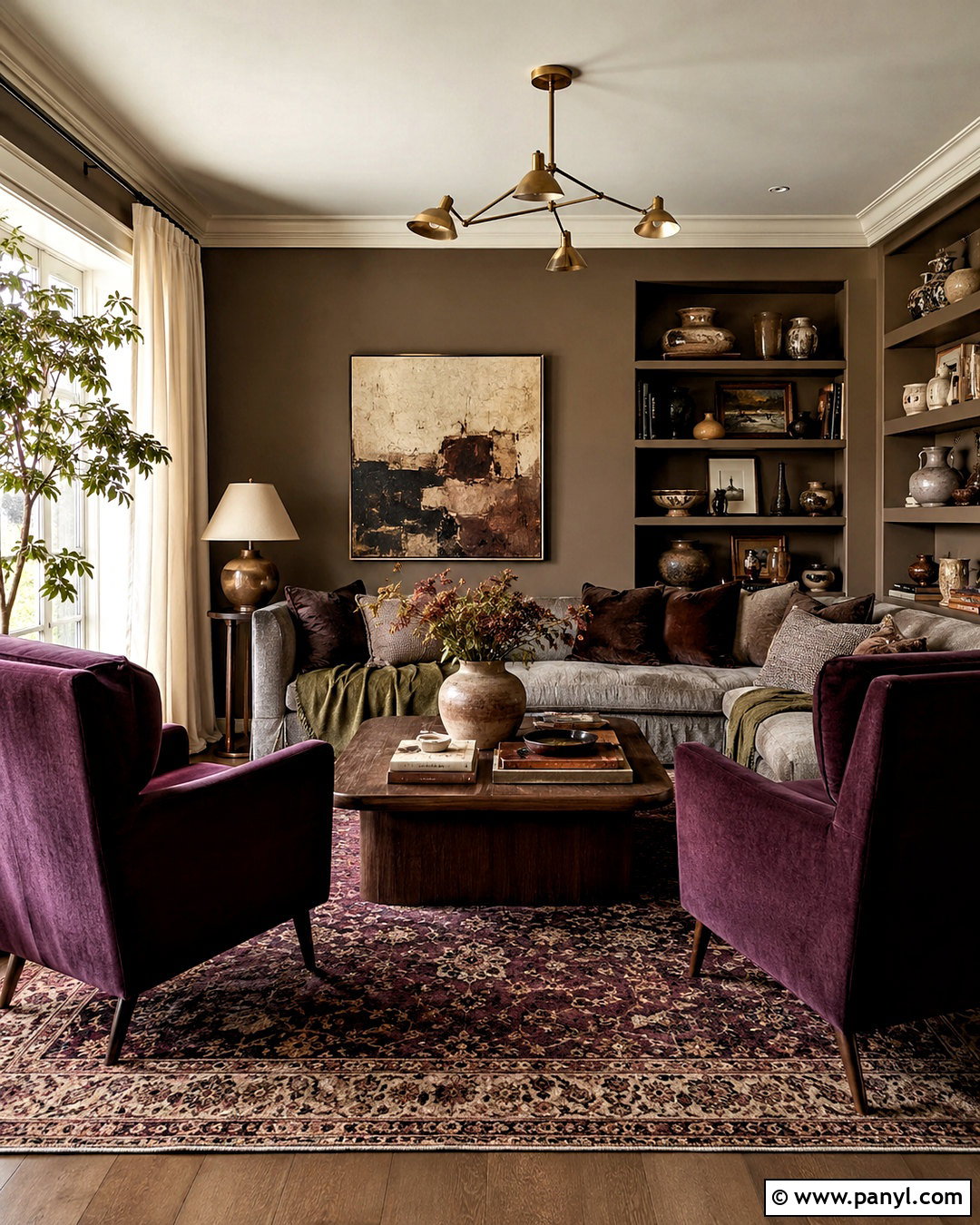 Dark Earthy Living Room With Plum Accents - 20 dark earthy living room ideas