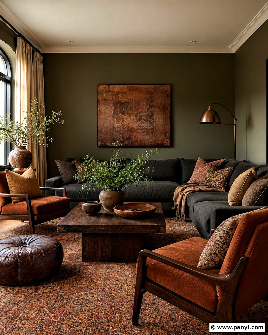Dark Earthy Living Room With Rust Accents - 20 dark earthy living room ideas