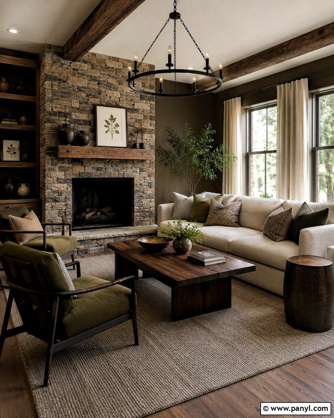 Dark Earthy Living Room With Stone Accents - 20 dark earthy living room ideas