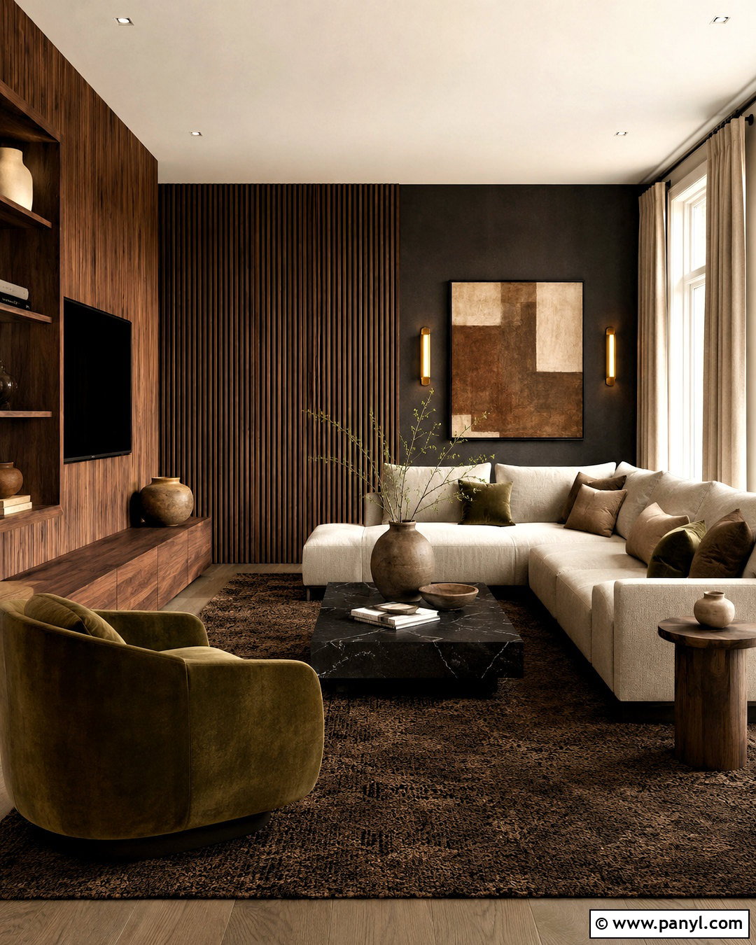 Dark Earthy Living Room With Wood Paneling - 20 dark earthy living room ideas