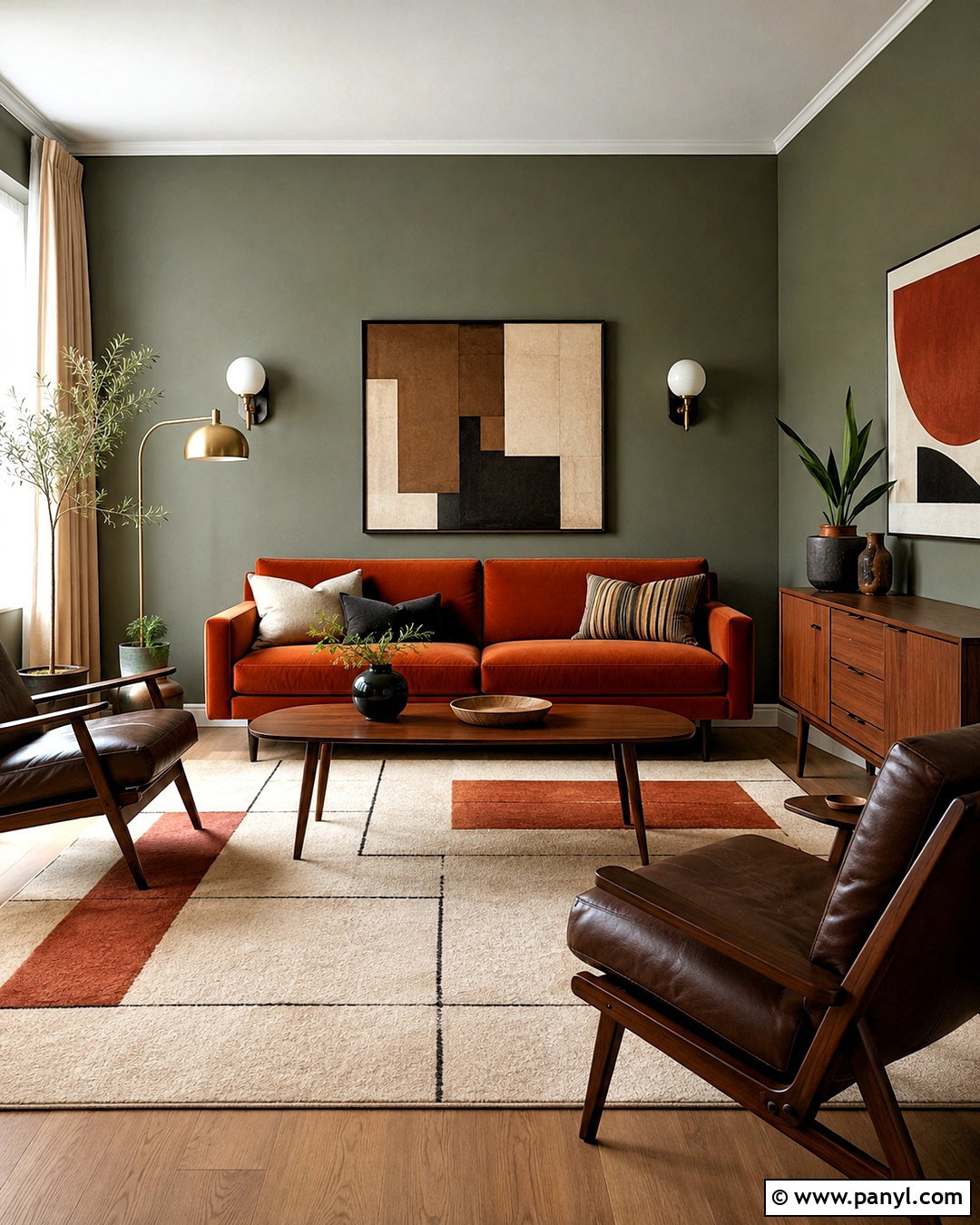 Dark Earthy Midcentury Living Room - 20 dark earthy living room ideas