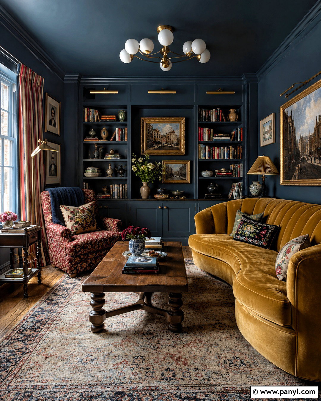 Dark Eclectic Reading Room - 20 dark interiors