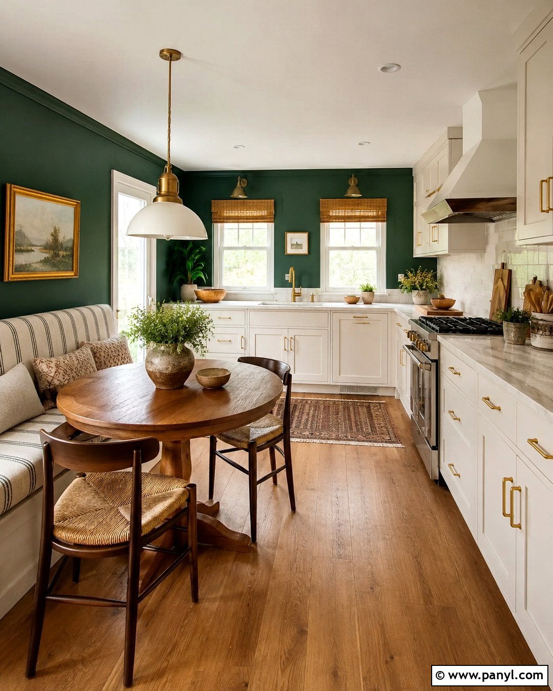 Dark Emerald Green Kitchen With White Cabinets - 20 Dark Emerald Green Walls