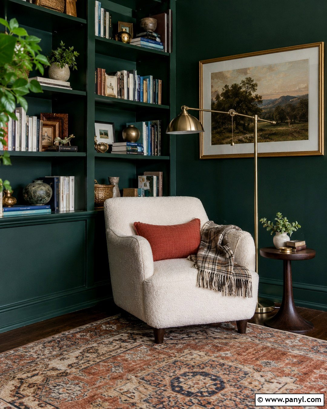 Dark Emerald Green Reading Nook - 20 Dark Emerald Green Walls
