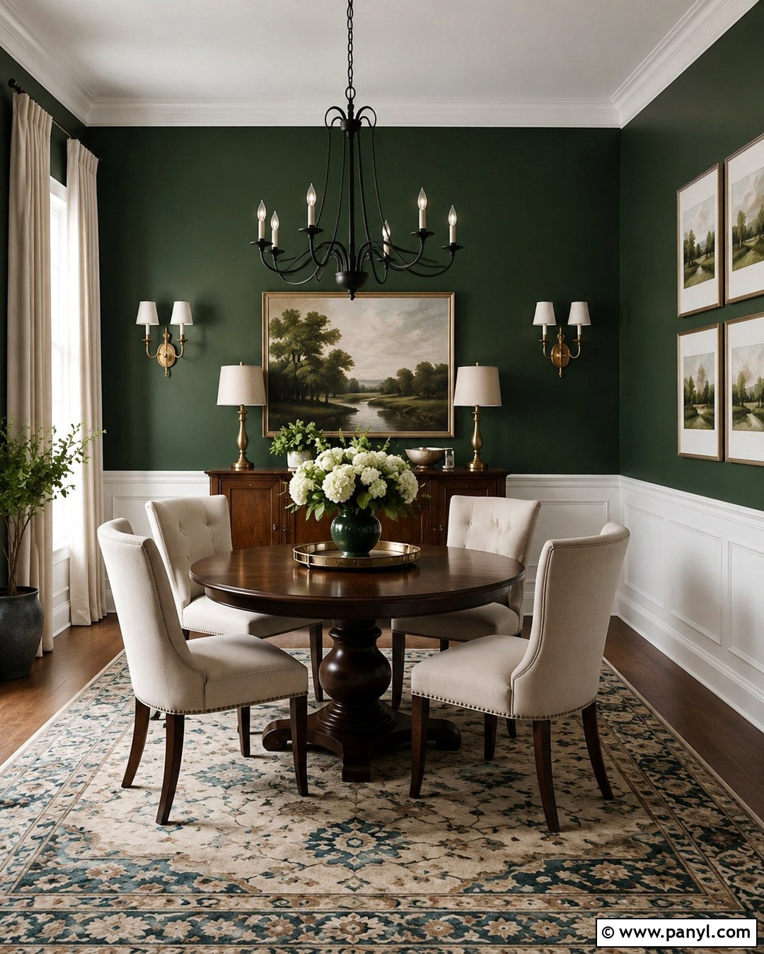 Dark Emerald Green Walls With White Wainscoting - 20 Dark Emerald Green Walls