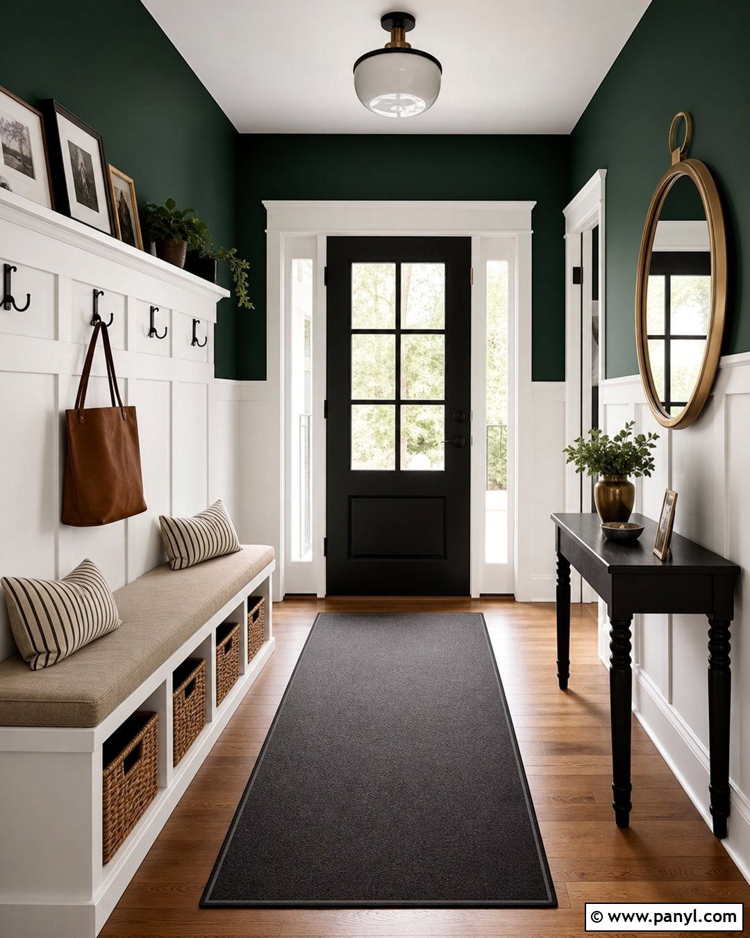 Dark Emerald Top Half With White Board And Batten - 20 Dark Paint Top Half Of Wall Ideas
