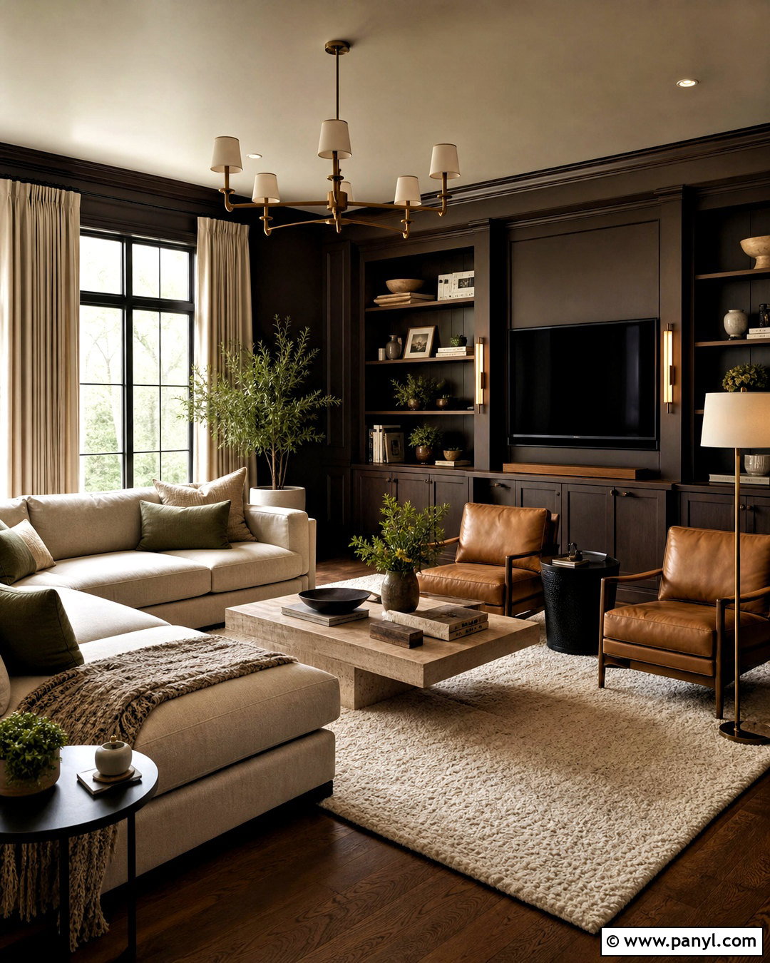 Dark Espresso Living Room - 20 dark paint living room ideas