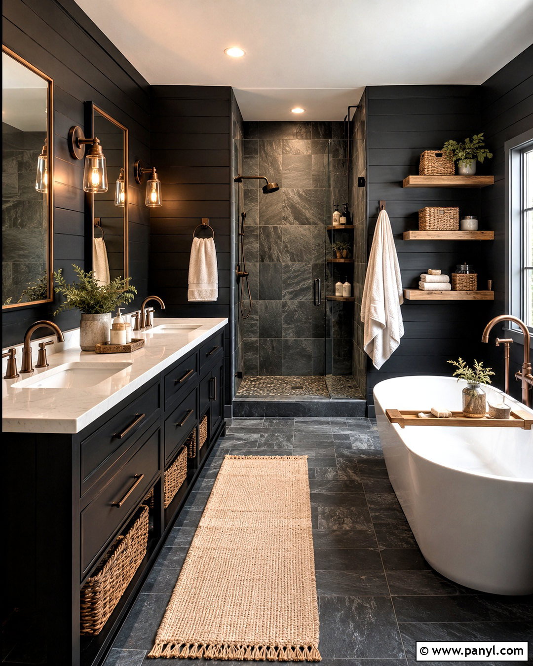 Dark Farmhouse Bathroom - 20 dark theme bathroom ideas