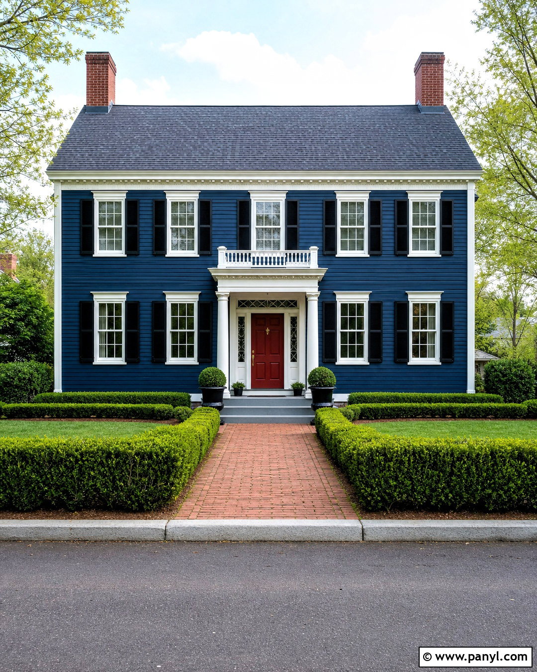 Dark Federal Blue Colonial Exterior - 20 dark blue exterior house colors