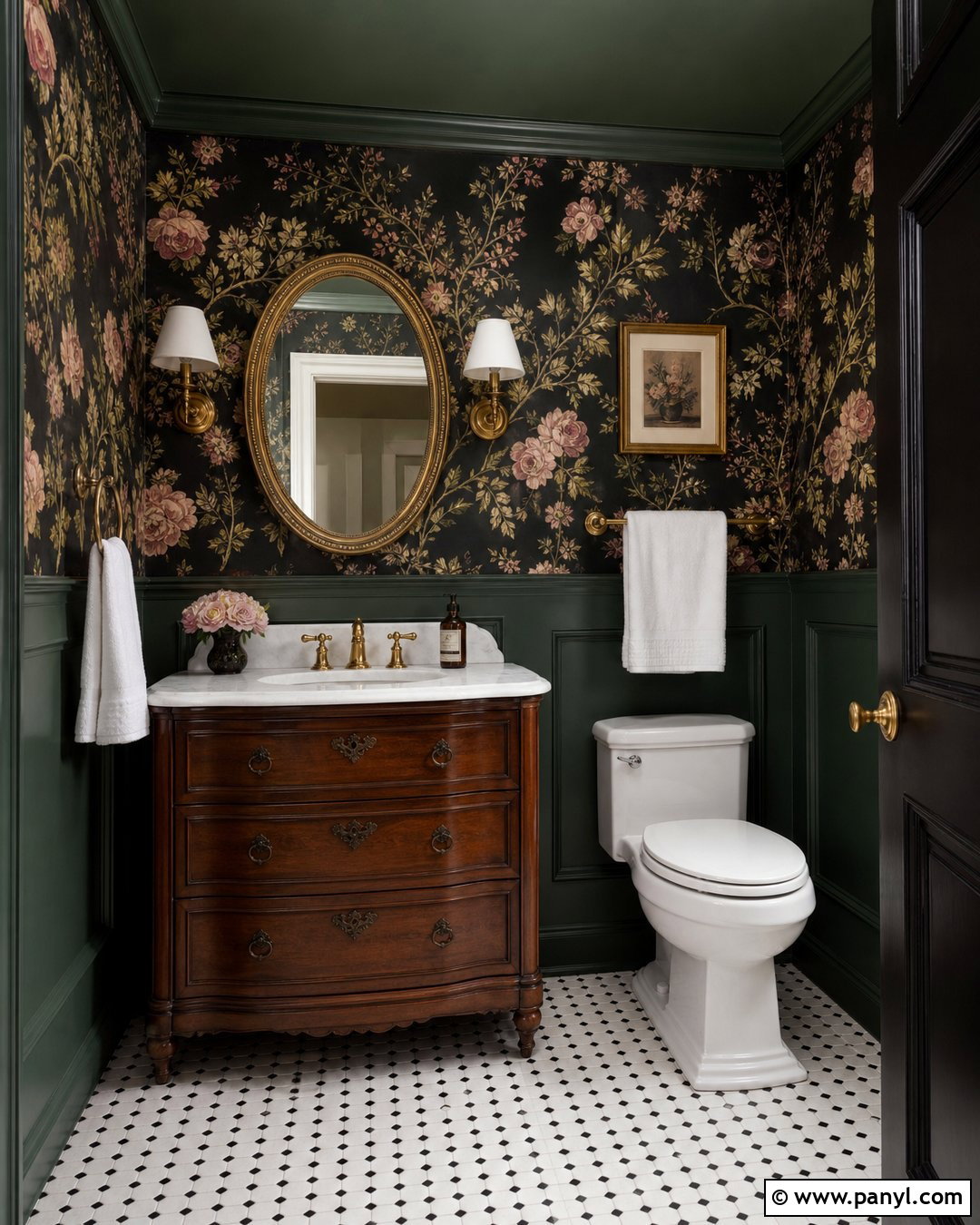 Dark Floral Bathroom Walls - 30 Bathroom Dark Walls
