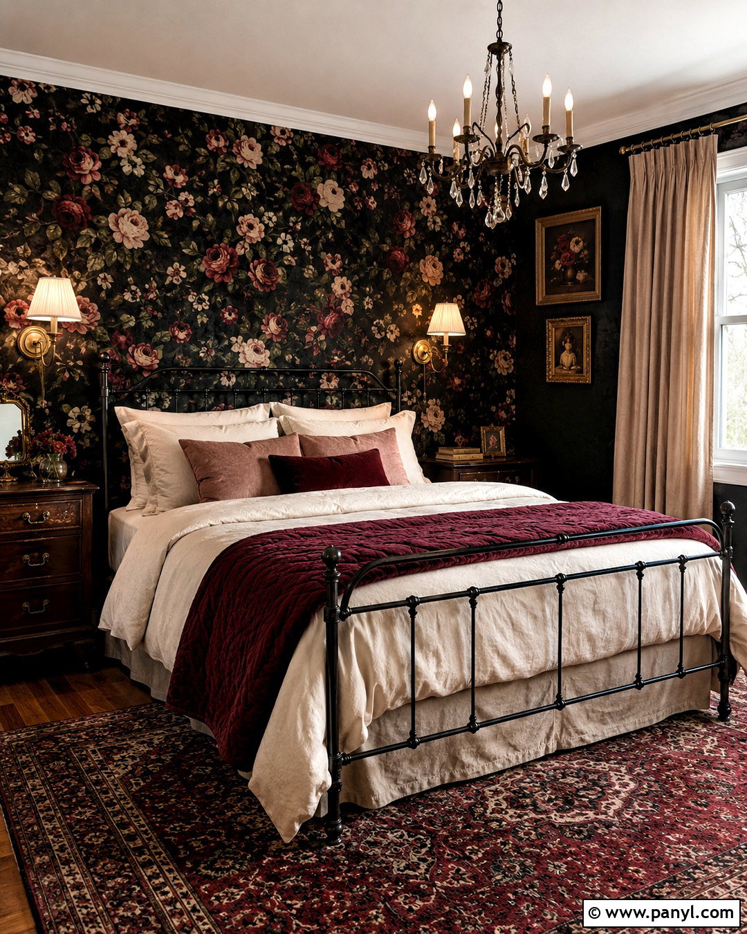Dark Floral Bedroom - 20 dark and moody bedroom ideas