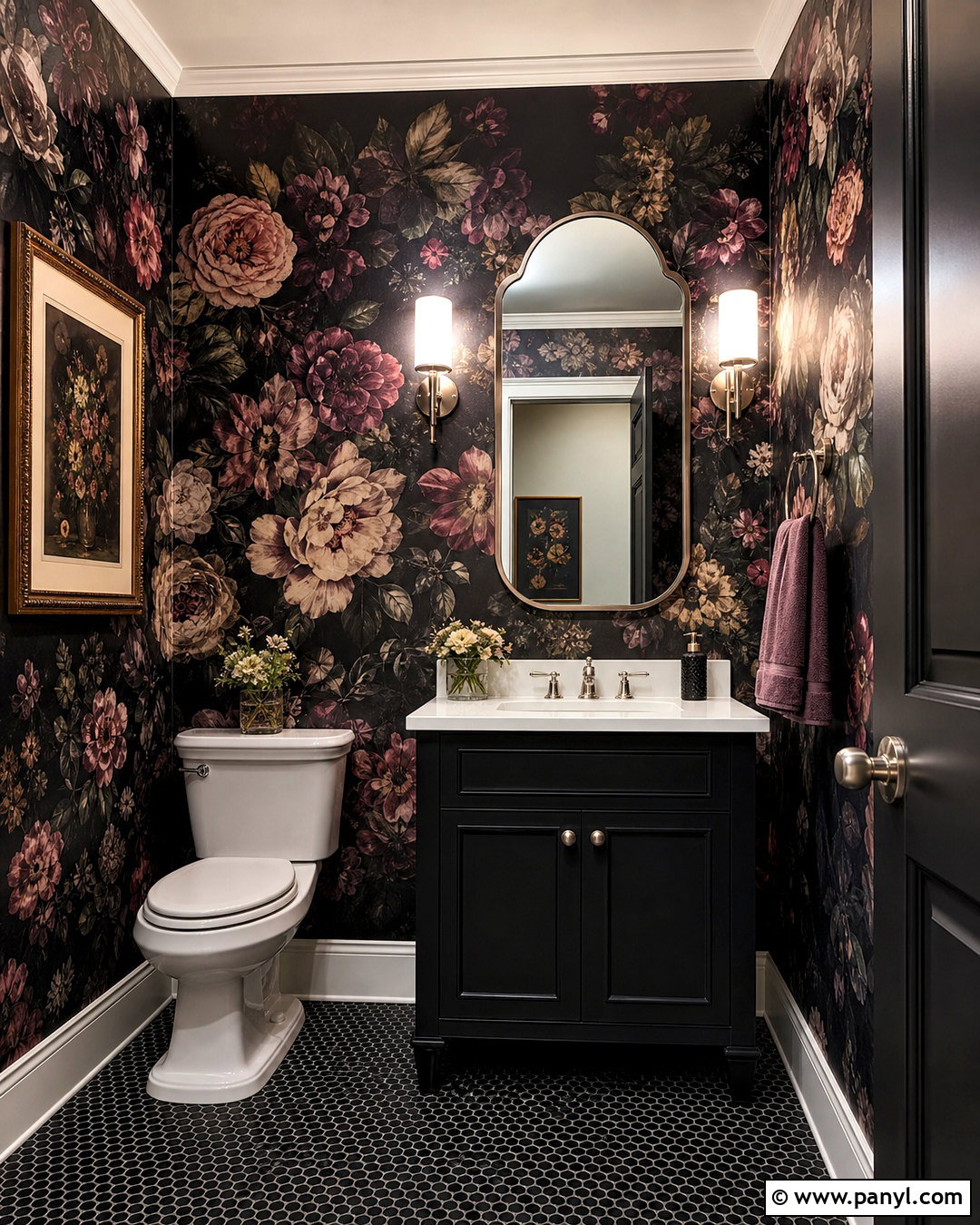 Dark Floral Half Bathroom Wallpaper - 20 dark half bathroom ideas