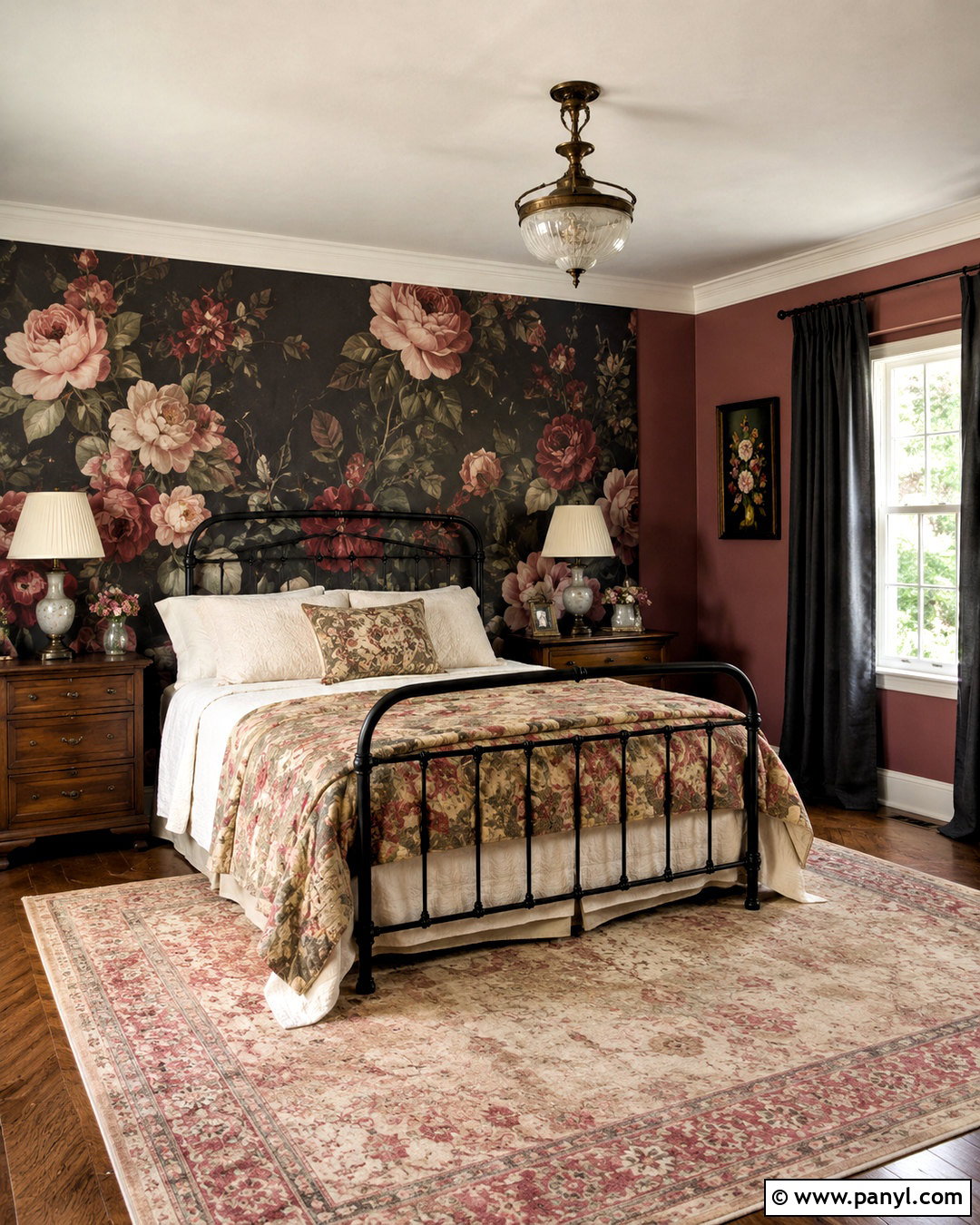 Dark Floral Pink Bedroom - 20 moody pink bedroom ideas