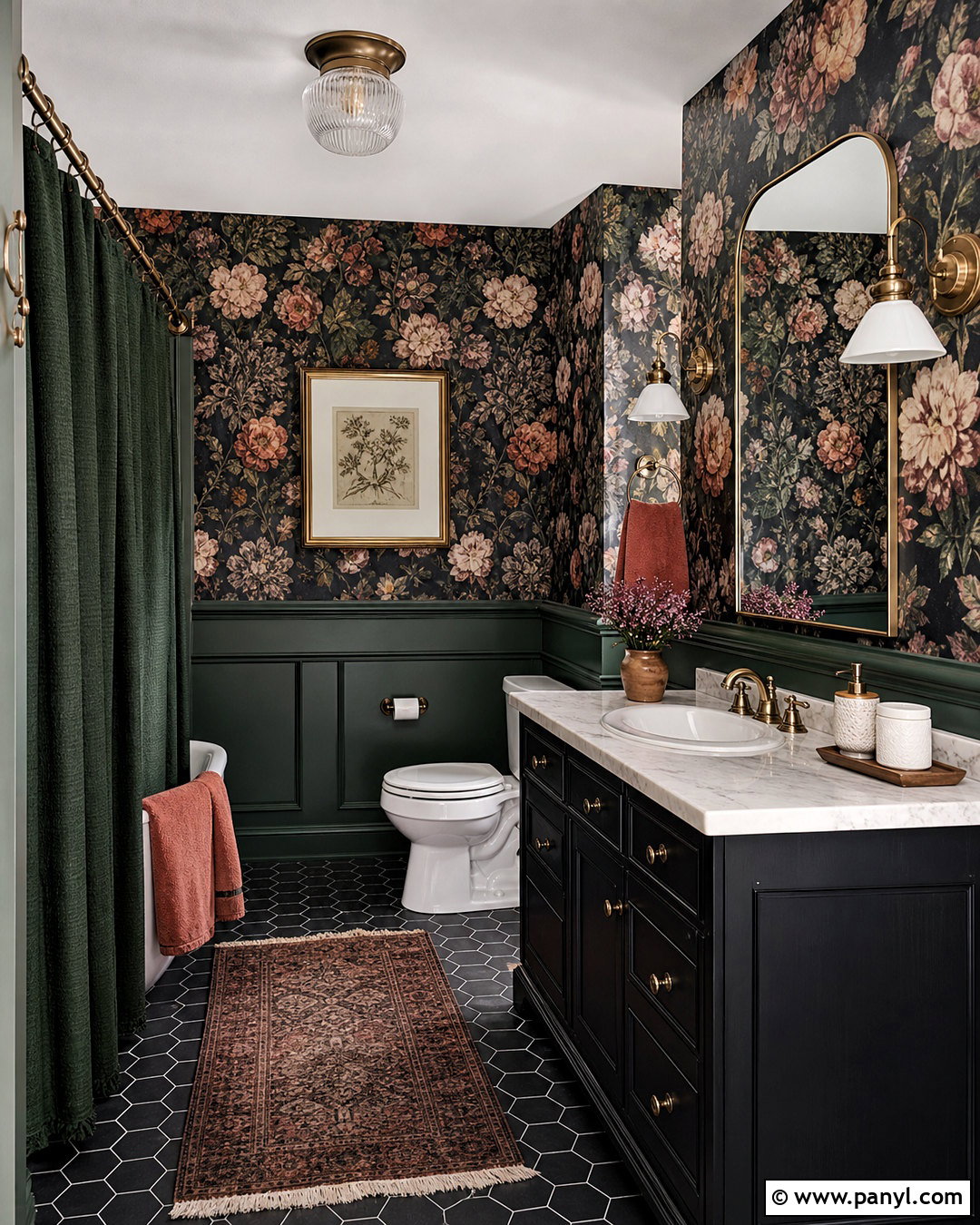 Dark Floral Wallpaper Bathroom - 20 dark moody bathroom ideas