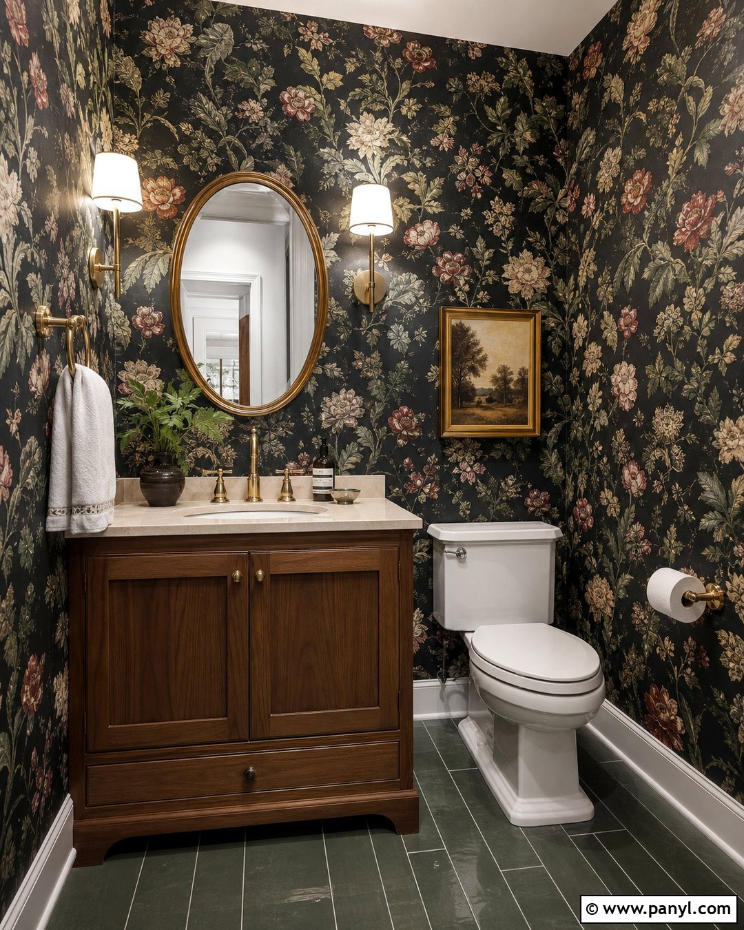Dark Floral Wallpaper Bathroom Walls - 30 Dark Bathroom Walls